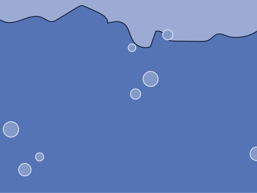 Burbujas sobre fondo azul