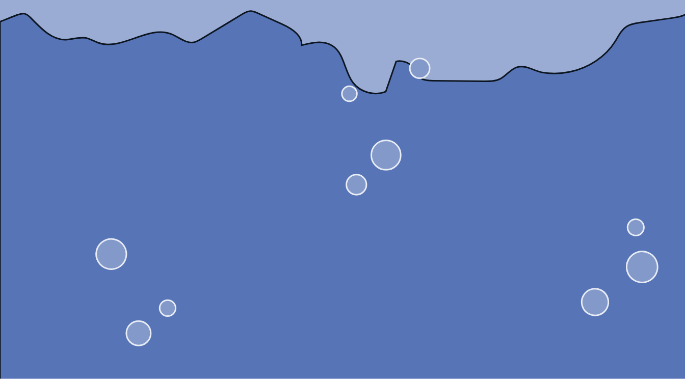 Burbujas sobre fondo azul